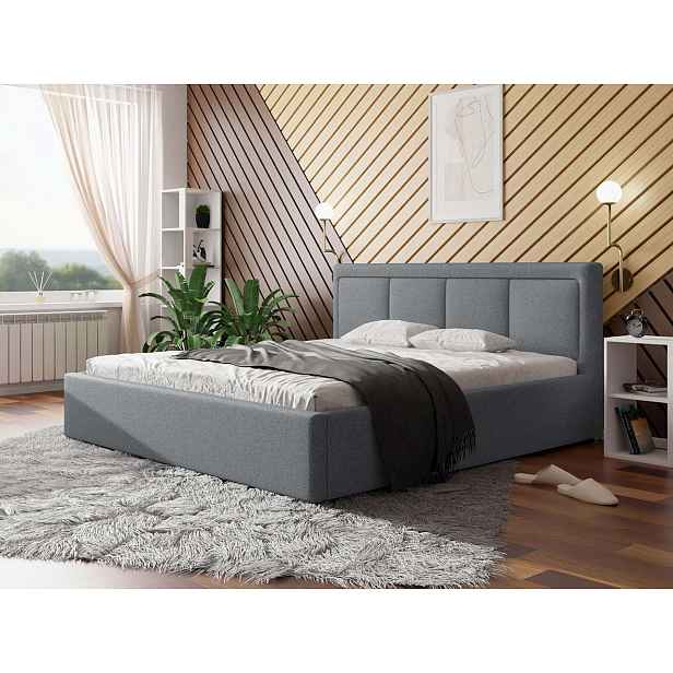 Manželská postel s úložným prostorem a roštem 180x200 GOSTORF 3 - světlá šedá