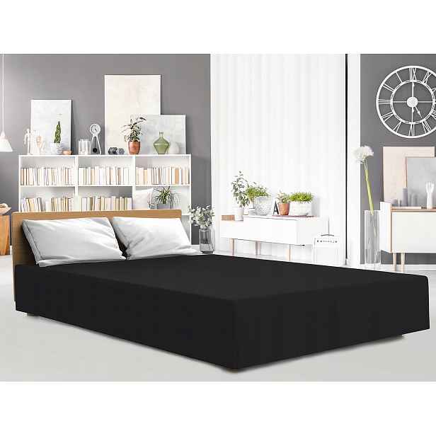 Prostěradlo jersey elastan 180x200 s gumičkou, černé na vysokou matrace