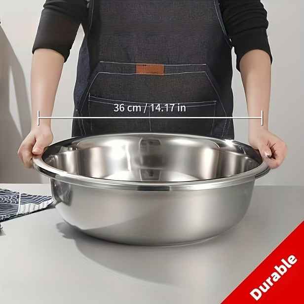 TEMU Extra velká nerezová mísa na míchání 40 cm/15,74 palce & 36 cm/14,2 palce | Odolná hluboká mísa na míchání, vhodná pro vaření, pečení, těsto na