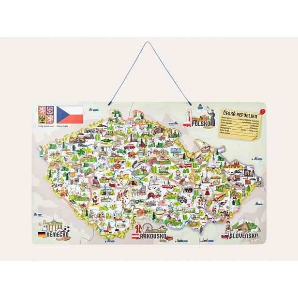 Woody Magnetická mapa ČR s obrázky a společenská hra, 3 v 1