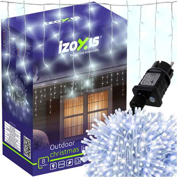 Lampičky rampouchy Led Izoxis 500 Led 22,5 m studená bílá IP44 venkovní