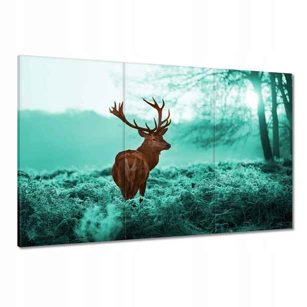 Obrazy 120x80 Jelen v tyrkysovém lese