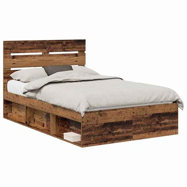vidaXL Rám postele Staré dřevo 120 x 190 cm Masivní borové dřevo