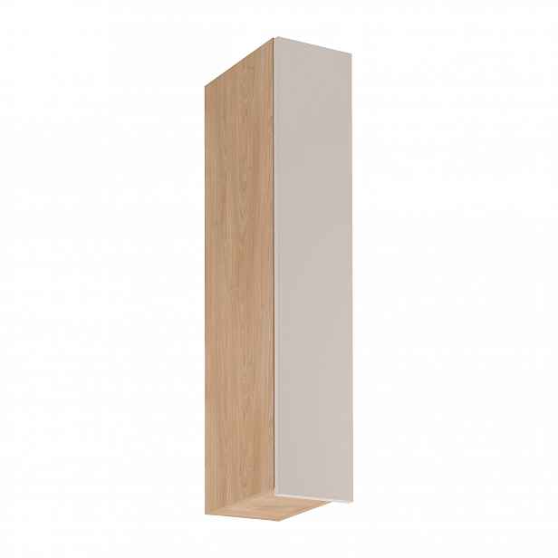 Vysoká horní kuchyňská skříňka SALERNO - šířka 20 cm, dub / béžová, pravé provedení
