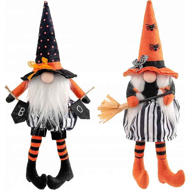 Halloweenský trpaslík, plyšové podzimní dekorace, ruční výroba