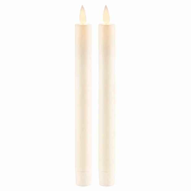 LED svíčka vysoká z pravého vosku Sara, mandlová, 2 × 25 cm, 2× AAA, balení 2 ks