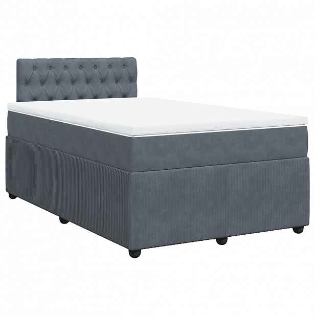 vidaXL Box spring postel s matrací tmavě šedý 120x190 cm samet