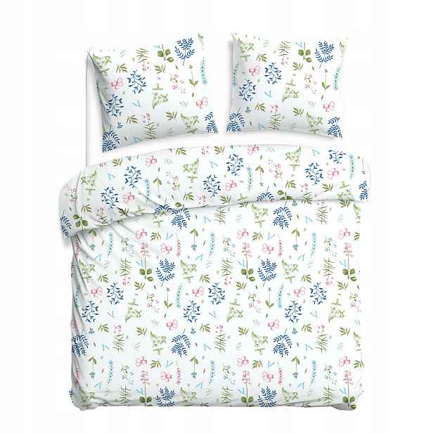 Povlečení Flanelove 180x200 bílé s barevnými květy