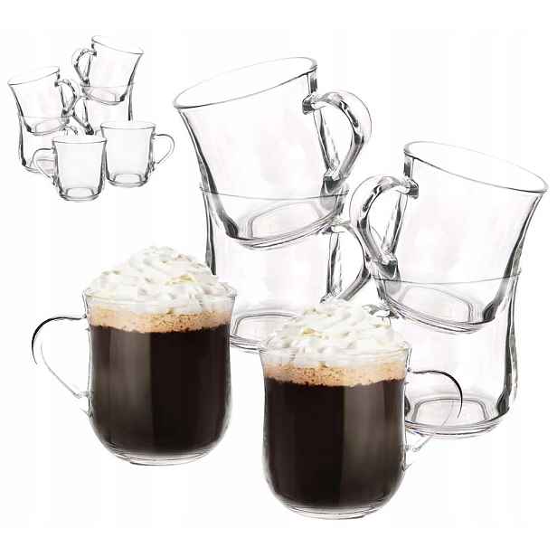 sklenice na latte Kávu 330 ml Sada 12 kusů Elegantní skleněné Dublin