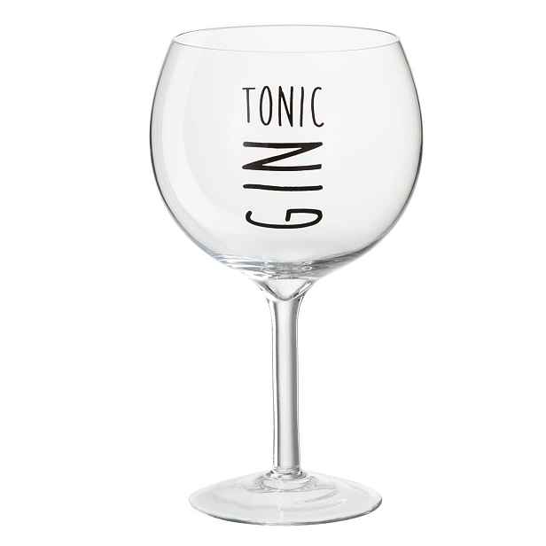 Sklenička s černým nápisem Gin Tonic - Ø12*22cm/880ml J-Line by Jolipa
