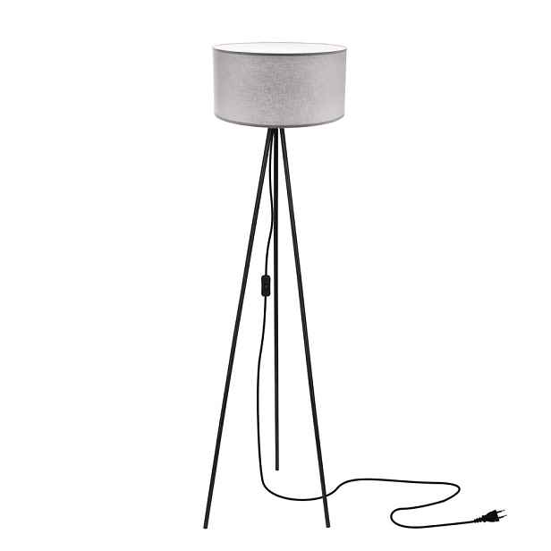 Stojací lampa SHANTI černá 1x40W E27 stínidlo šedé