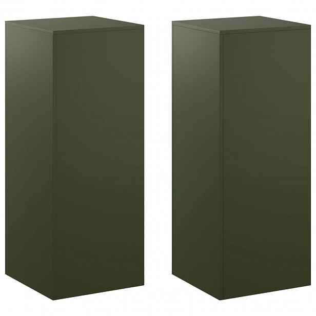 vidaXL Stojan na rostliny 2 pcs Olivově zelená 40 x 40 x 100 cm Ocel