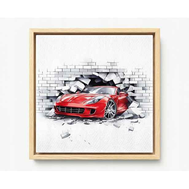 Obraz Rám American Box Červený Automobil Ferrari Mur 3D 60x60
