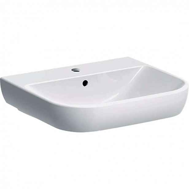 Geberit Smyle - Umyvadlo 55x48 cm, s přepadem, otvor pro baterii, bílá 500.227.01.1