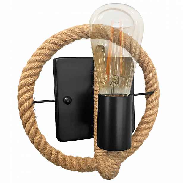 Nástěnná Lampa Loftová Industriální Boho Šňůra Jutové Lano Závit E27