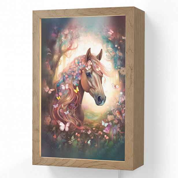 OnlyWow NÁSTĚNNÁ LAMPA Kůň - Příroda - Květiny - Motýli - Les 20x30 cm
