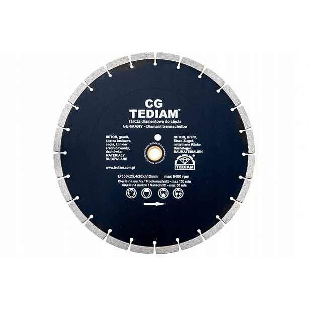Diamantový kotouč Tediam Cg 300x25.4 mm segmentový 12 mm pro betonu kostky