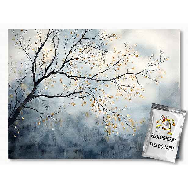 Fototapeta Flizelina Akvarel Dřevo Listy Podzim Mraky 416x290 130g