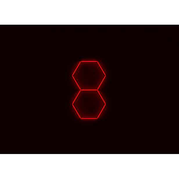 Kompletní Led hexagonové svítidlo červené, rozměr 2 elementy 97 x 168 cm