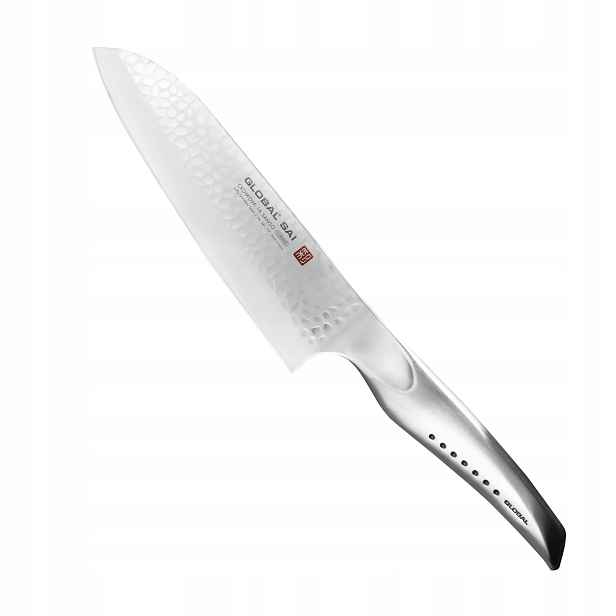Nůž santoku Global SAI-03 19 cm s kladívkovým jádrem Cromova 18 3vrstvý