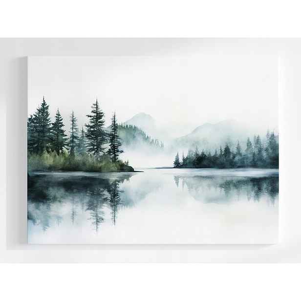 Plakát Krajina Hory Les Stromy Voda Jezero Odraz 100x75