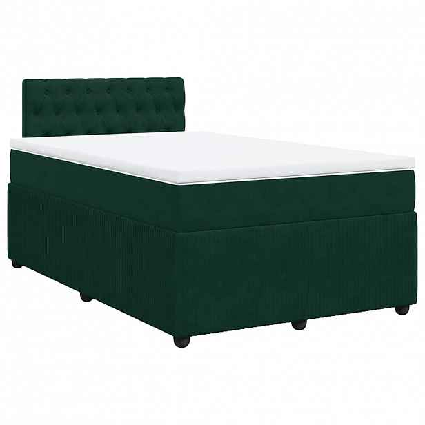vidaXL Box spring postel s matrací tmavě zelená 120x190 cm samet