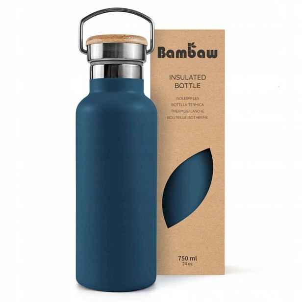 Bambaw Modrá termoláhev s bambusovým uzávěrem Aegean Blue 750 ml