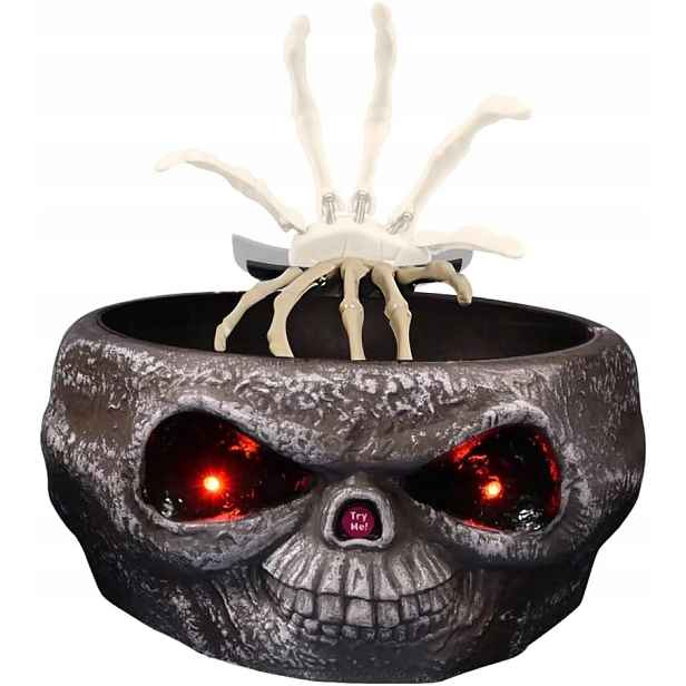 Miska Lebka Halloween Led Zvuk Pohyb Talíř Na Bonbóny 25 CM