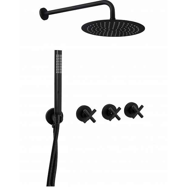 Podomítkový sprchový set Rea Exit Black Mat Termostat