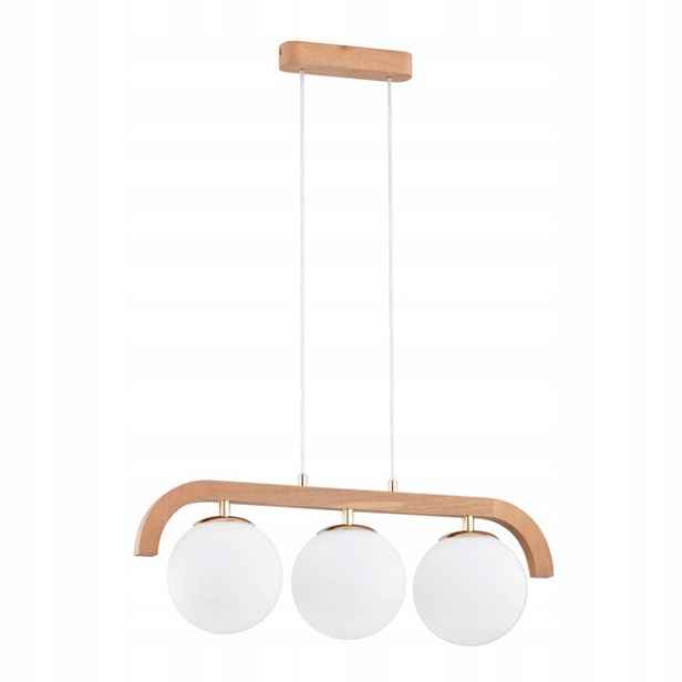 Závěsná lampa Alfa Kryza 3xE14 10W, skandinávský styl, dřevo/bílá