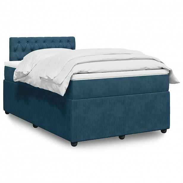 vidaXL Box spring postel s matrací modrá 120 x 190 cm samet