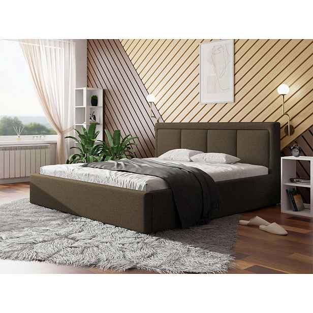 Manželská postel s úložným prostorem a roštem 200x200 GOSTORF 3 - hnědá