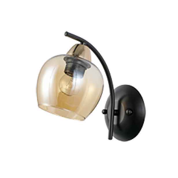MERRA černá nástěnná lampa 1x40W E27 jantarové stínidlo