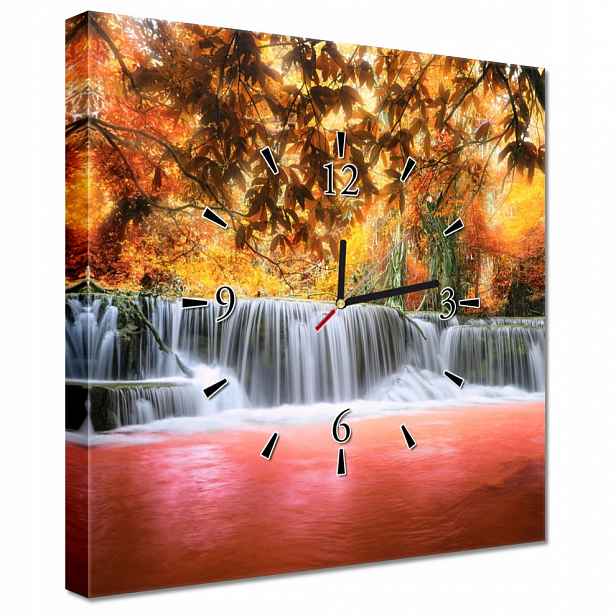 Nástěnné hodiny 40x40 Oranžový vodopád