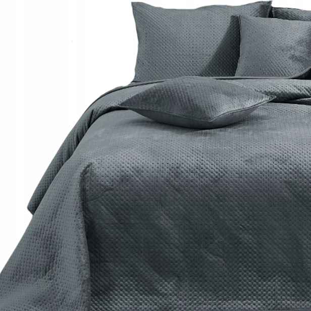 Přikrývka Na Postel Prošívaná Velvet Kapa Koc Pled 200x220 Maya Grafitová