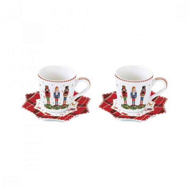 Sada 2 100 ml kávových šálků s podšálky, "VINTAGE LUUSKÁČEK", porcelán
