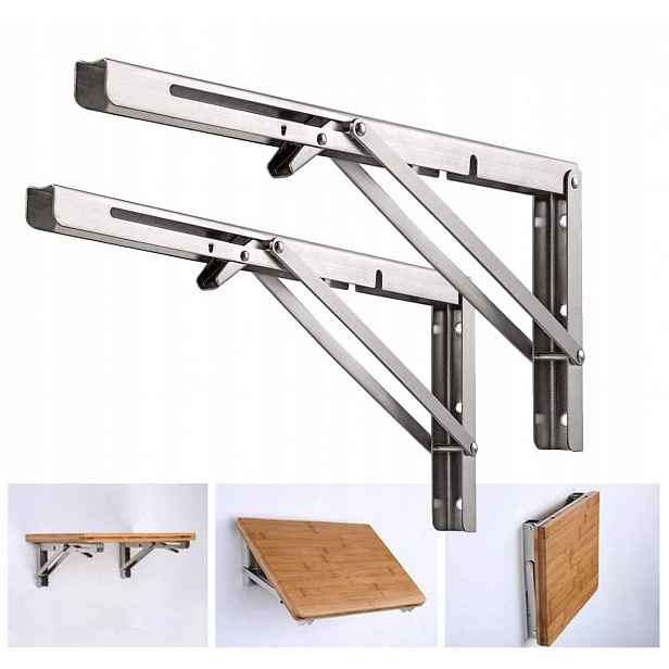 Set 2x Skládací Úhelník Pod Poličku Stůl Deska 350×170 mm do 150 kg