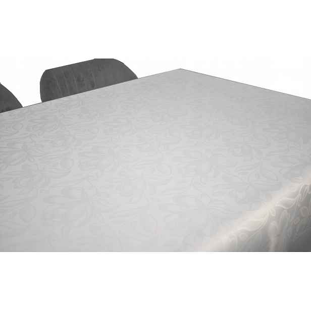 Ubrus Odolný Proti Skvrnám, Bílý, 180 X 360 CM, Bílý Vzor, Květiny, Svátky
