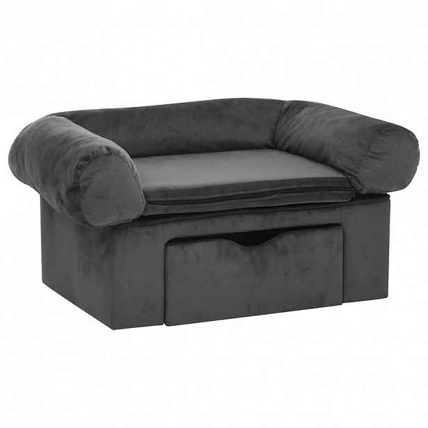 vidaXL Pohovka pro psy se zásuvkou tmavě šedá 75 x 50 x 38 cm plyš