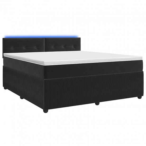 vidaXL Postel boxspring s matrací s LED pásky Černá 160 x 200 cm Samet
