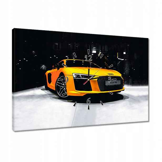 Hodiny 60x40 Žluté Audi R8