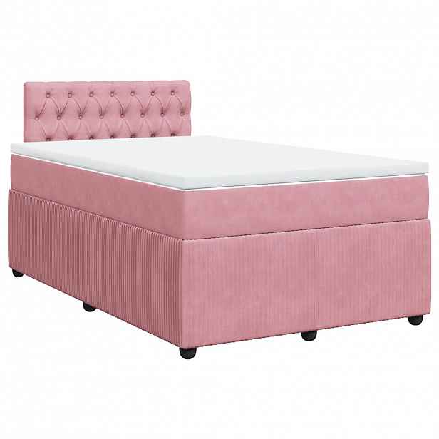 vidaXL Box spring postel s matrací růžová 120x190 cm samet