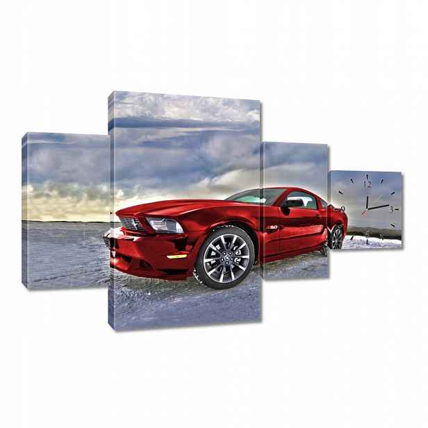 Nástěnné hodiny 130x80 Červený Ford Mustang