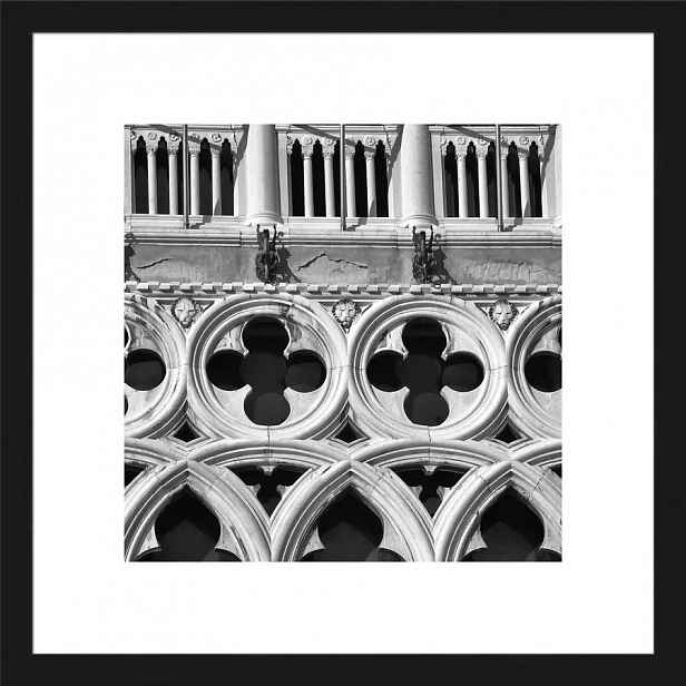 Rámovaný obraz Dóžecí palác fasáda 30x30 cm, černobílý