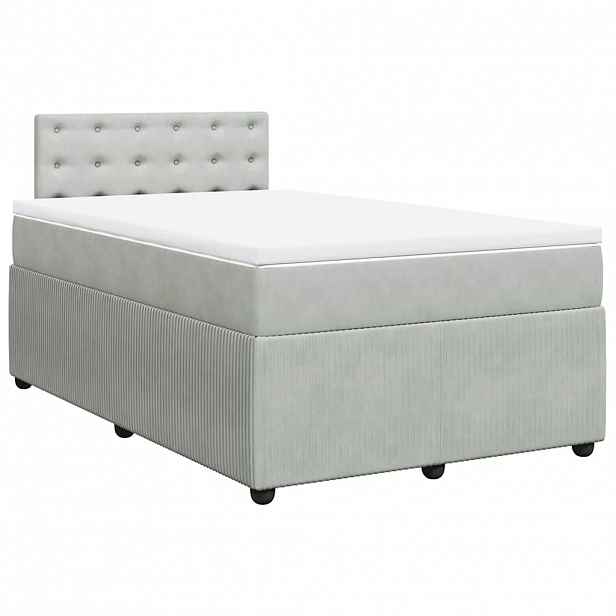 vidaXL Box spring postel s matrací světle šedá 120x190 cm samet
