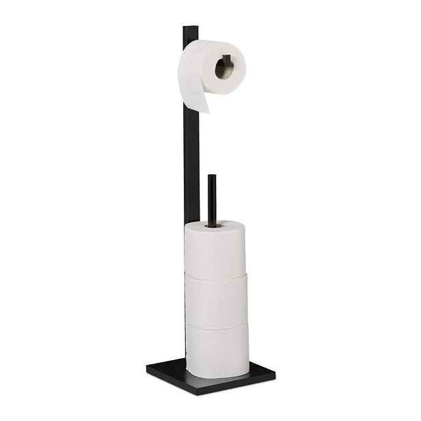 Relaxdays STOJAN Černý industriální bambus MDF pro 5 rolí