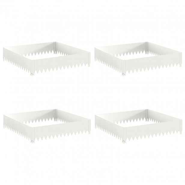 vidaXL Okraj trávníku 4 ks 100 x 100 x 20 cm Ocel Bílá