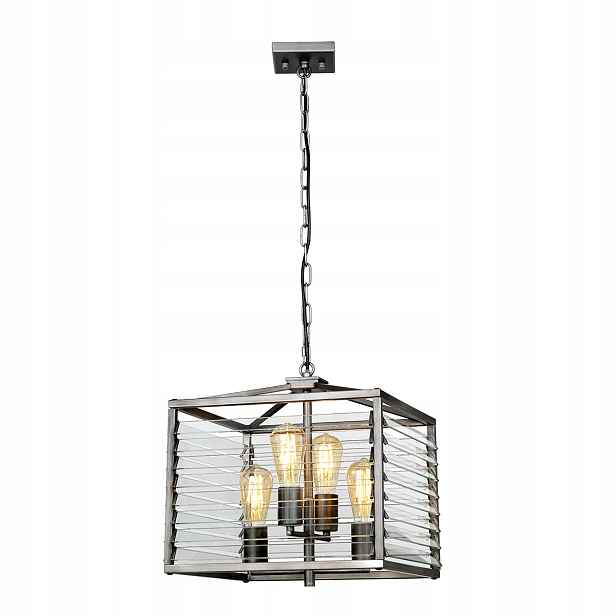 Závěsná lampa industriální šedá skleněná klec do ložnice 4 body Elstead