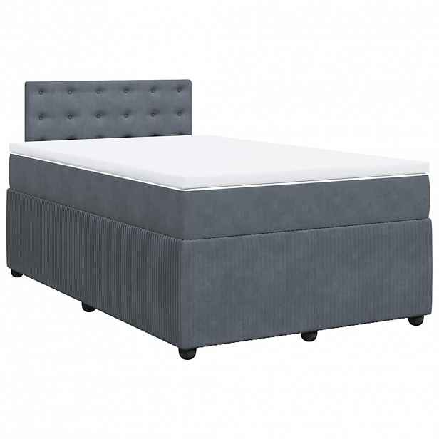 vidaXL Box spring postel s matrací tmavě šedý 120x190 cm samet
