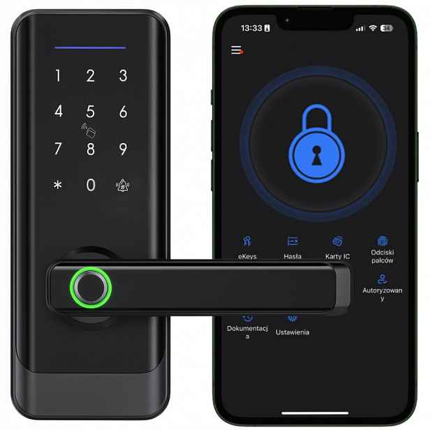 Elektronický Zámek Klika Na Dveře Černá Na Kód Šifrování Otisk Prstu Ttlock